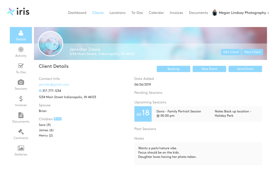 screenshot of Iris Works